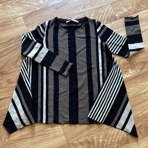 Multi-stripe Black/Brown/Cream A-line Women's Sweater